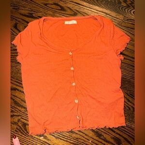 Madewell Orange Button-Down Women's crop Top small